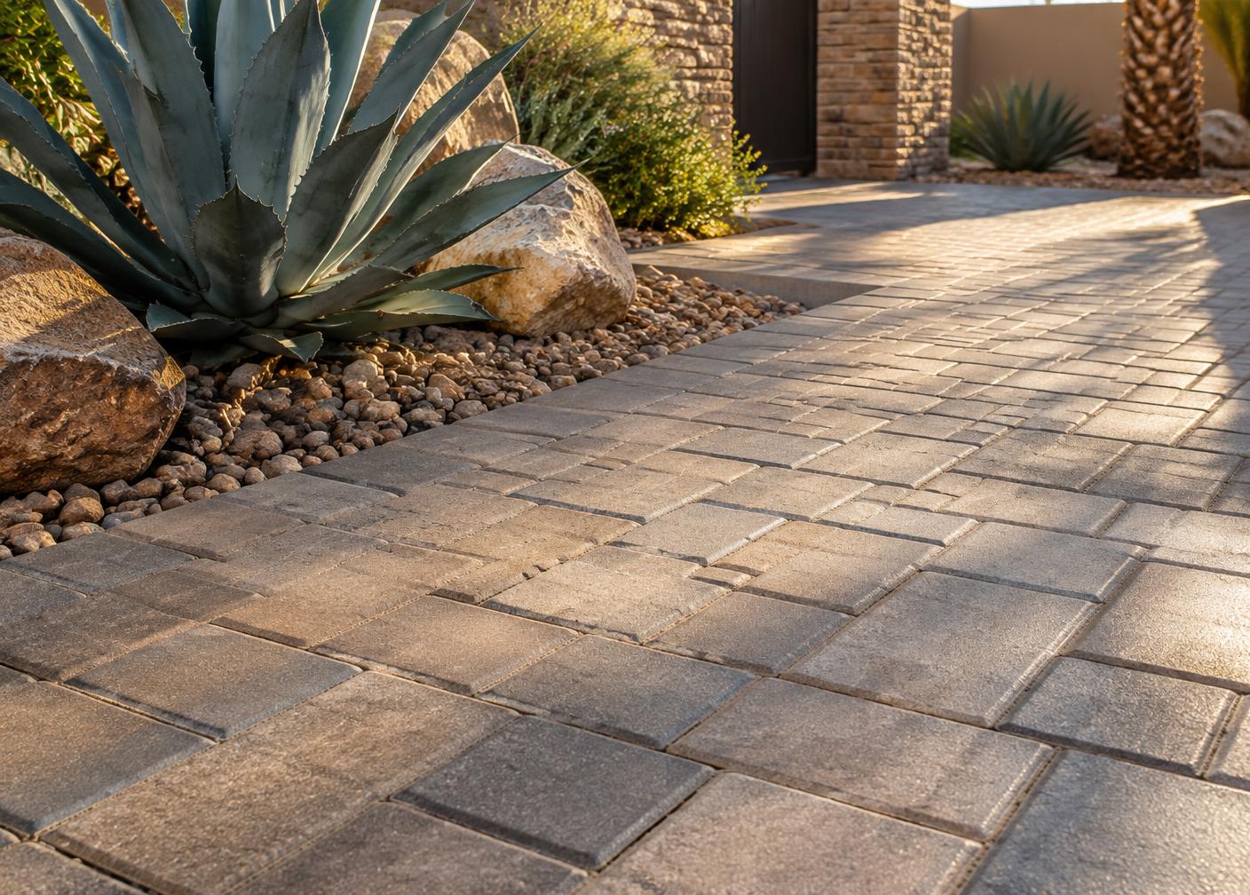 Illustrative example of paver restoration & sealing in Las Vegas