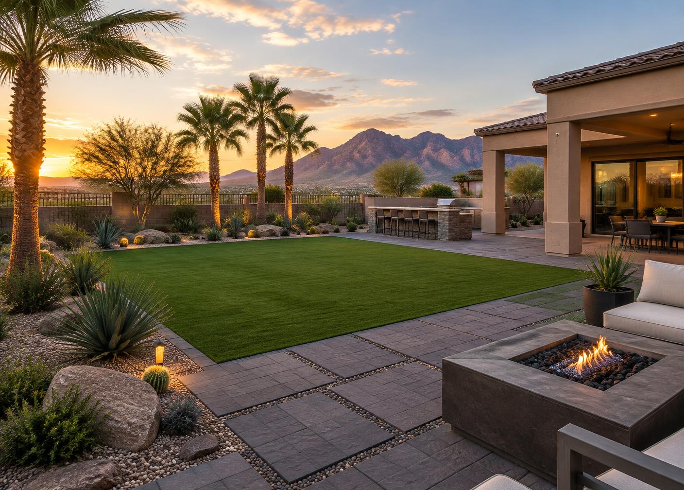 Illustrative example of artificial turf & grass in Las Vegas